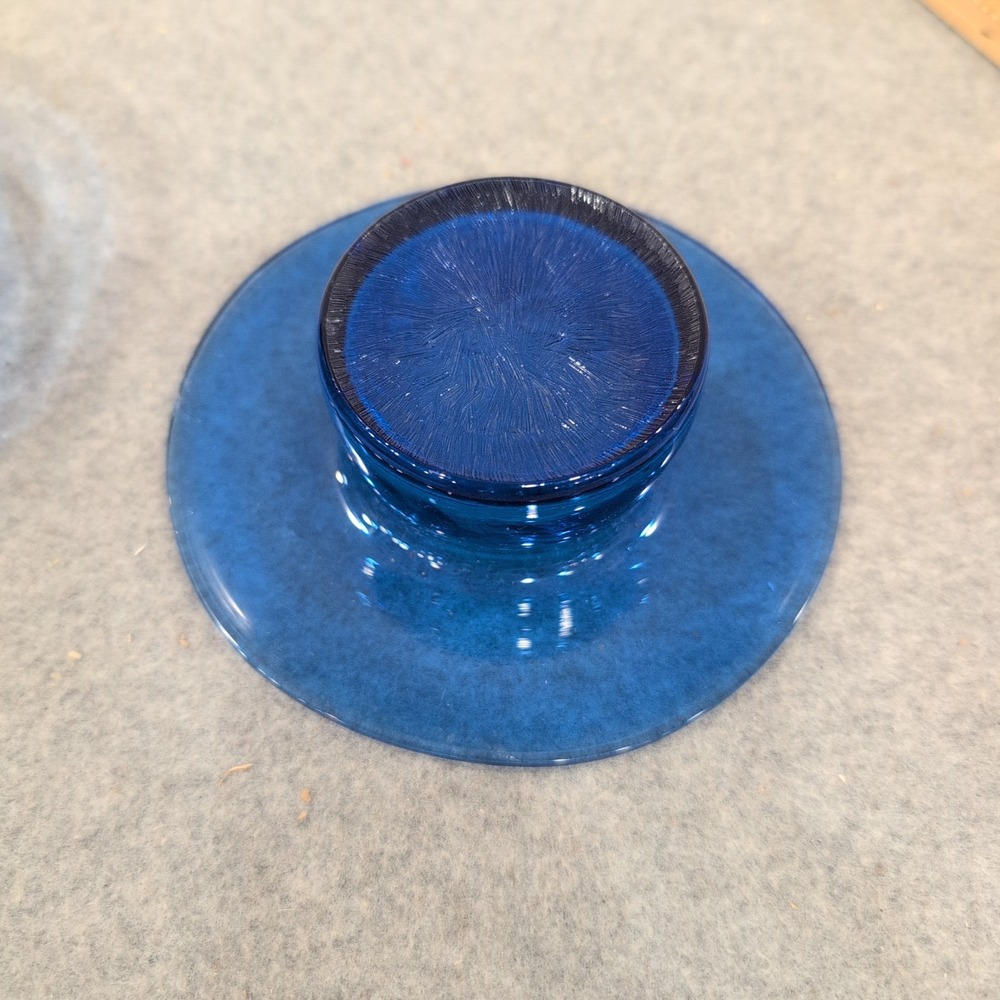 Vintage Cobalt Blue Glass Tea Light Votive Candle Holder Set of 2 Saucer Style - Picture 5 of 5